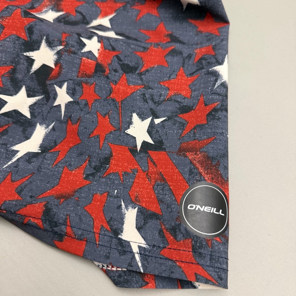 O’Neill Hyperfreak Board Shorts Men 44 Navy Patriotic USA Flag Stretch Surf Swim - Picture 10 of 13
